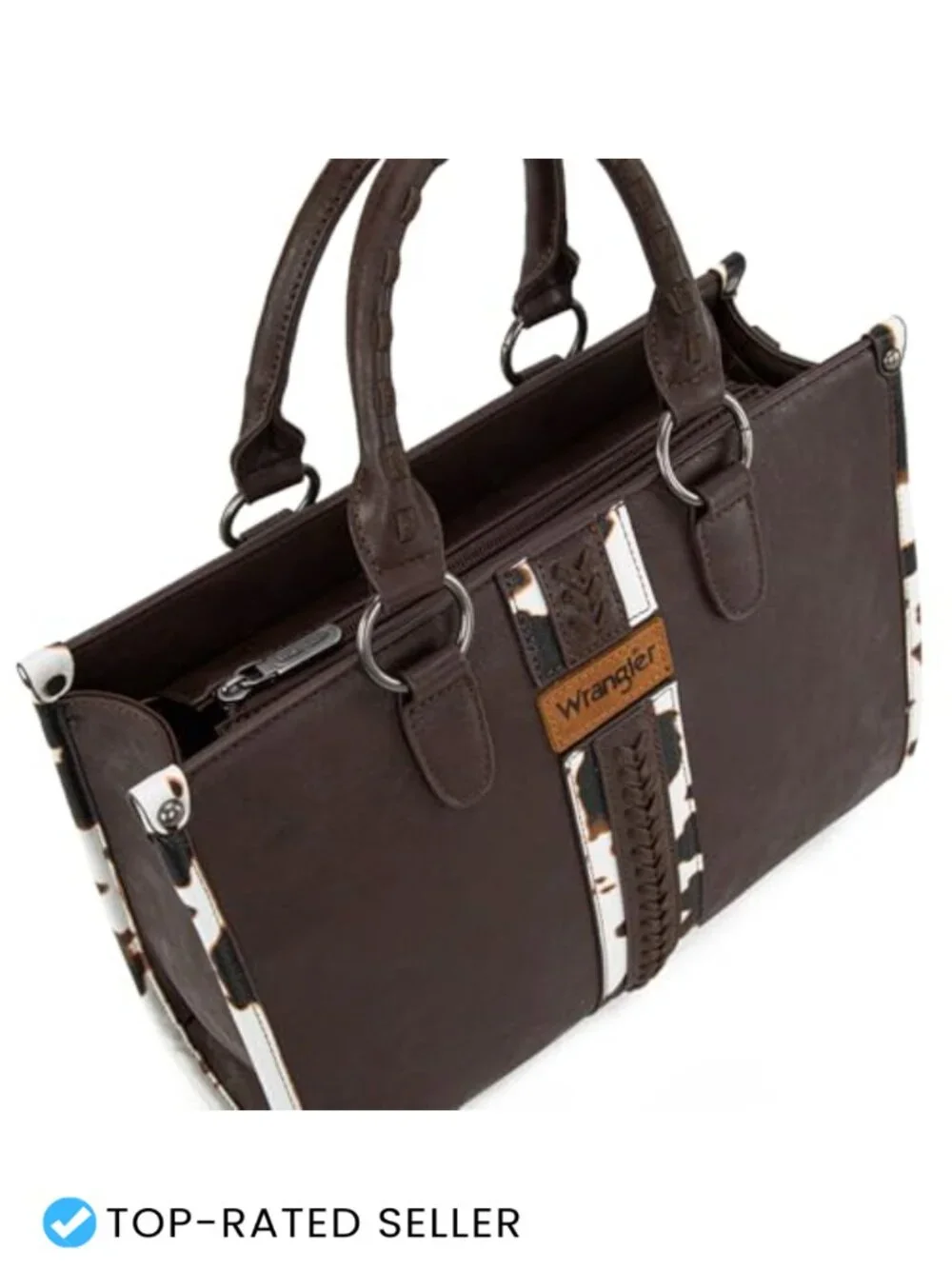 Western Cow Print Tote Bag Vegan Leather Top Handle Satchel Purse